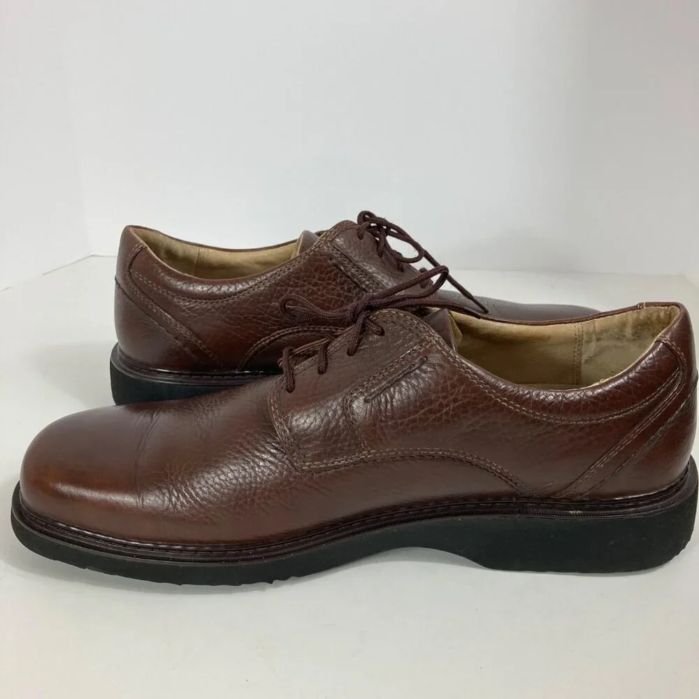 Mens Clarks Pebbled Leather Oxford Lace Brown‎ Dress Shoes 12M